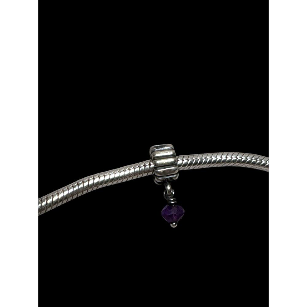 Authentic Pandora Amethyst dangle charm sterling 925 silver